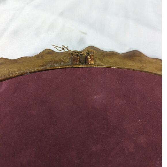 Vintage Brass Fan Shaped Vanity Mirror Missing Stand Victorian Art Nouveau - Picture 15 of 15